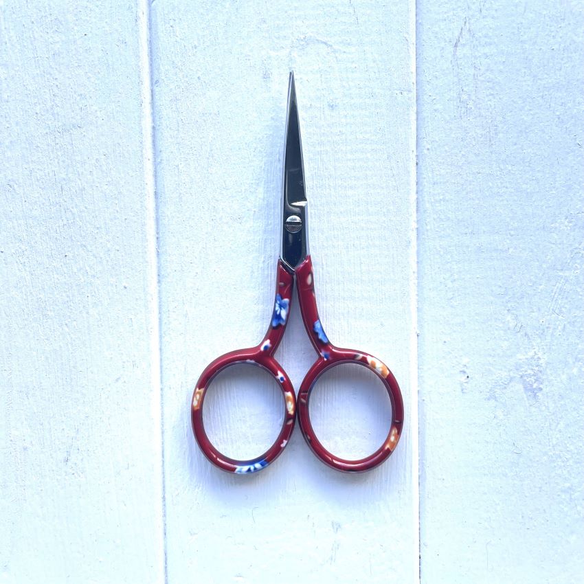 Red Floral Embroidery Scissors - The Embroiderer