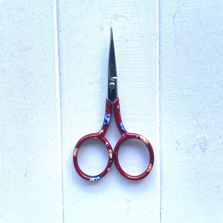 Red Floral Embroidery Scissors